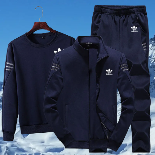 Adidas® 2023 férfi alkalmi sport három részes szett (dzseki + tréningruha + nadrág)·