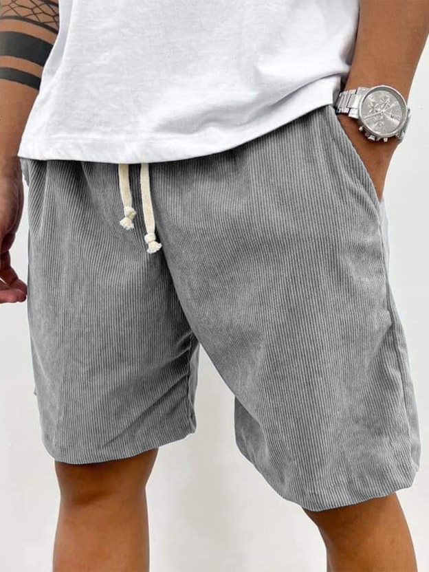 Men's Fashion Vintage Corduroy Casual Elastic Stretch Shorts With Side Pockets