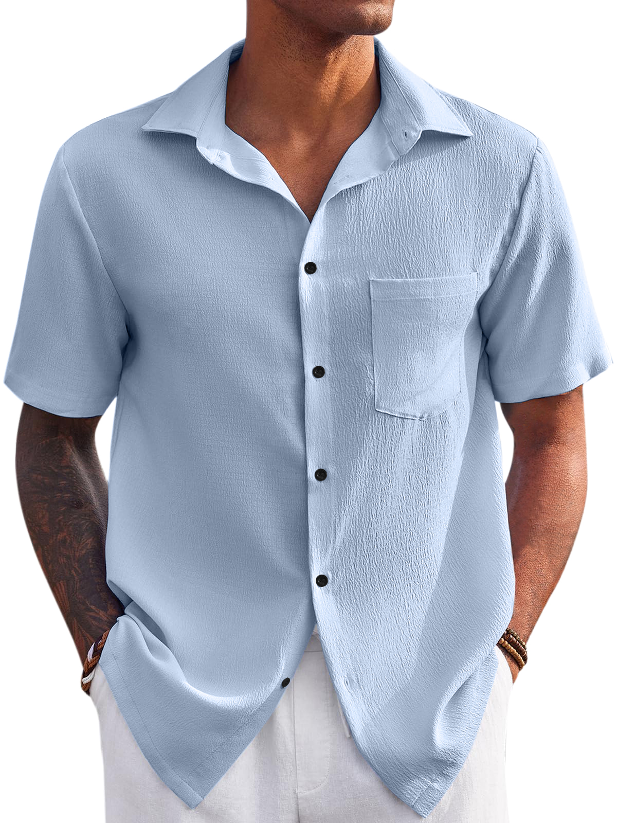 Men's Casual Pocket Versatile Everyday Short Sleeve Shirt