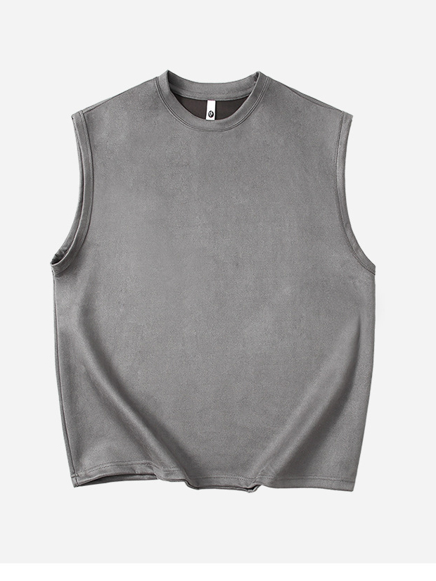 Men's Athleisure Suede Fabric Sleeveless T-Shirt