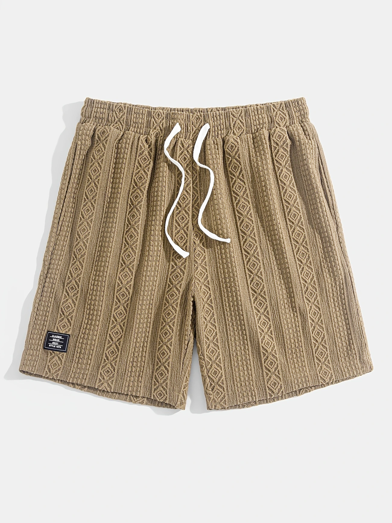 Men's Daily Jacquard Texture Embroidered Logo Casual Comfort Shorts