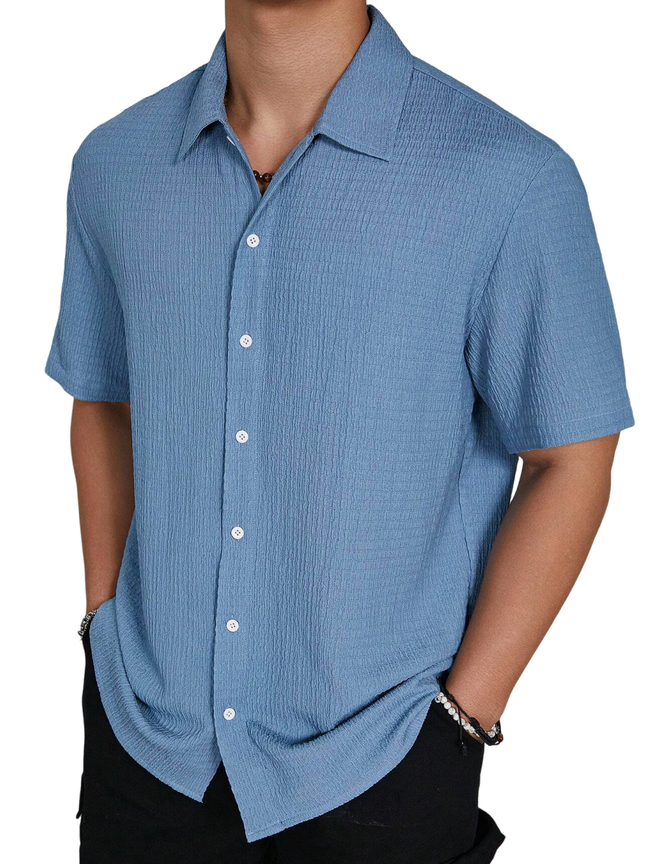 Men's Casual Hawaiian Pleated Short Sleeve Shirt