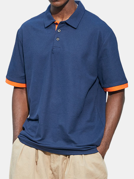 Men's Contrast Color Casual Daily Polo Shirt