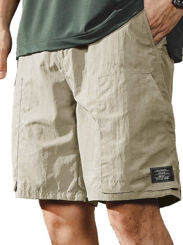 Men's Fashion Retro Outdoor Workwear Pocket Elastic Waist Drawstring Shorts 
