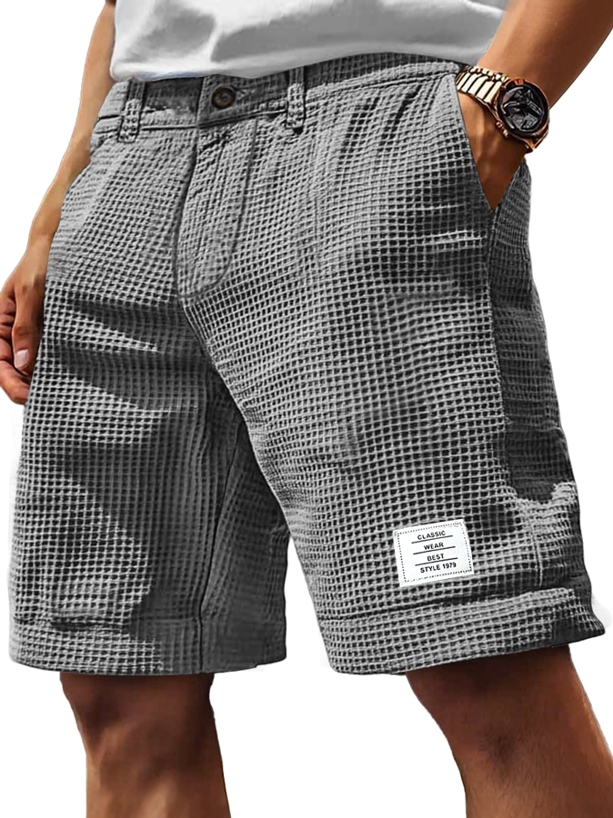 Men's Everyday Waffle Embroidered Logo Solid Comfort Shorts