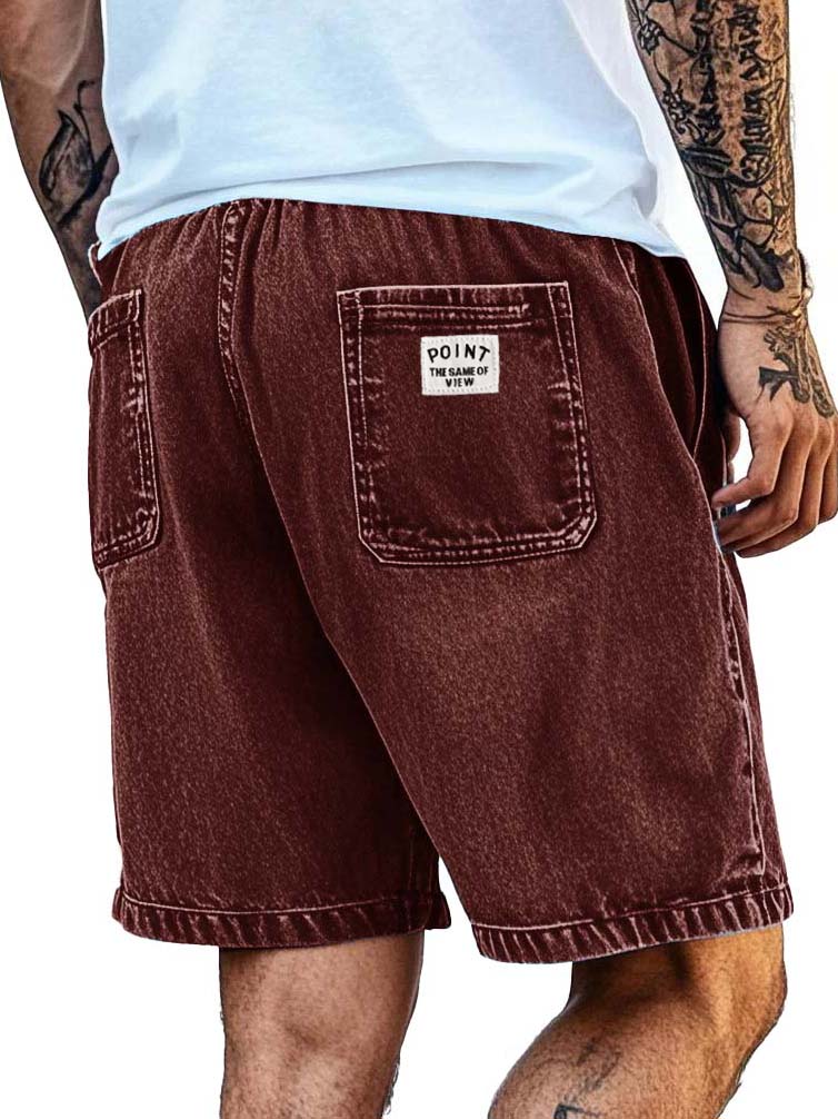 Men's Fashion Retro Distressed Pocket Embroidered Logo Shorts 