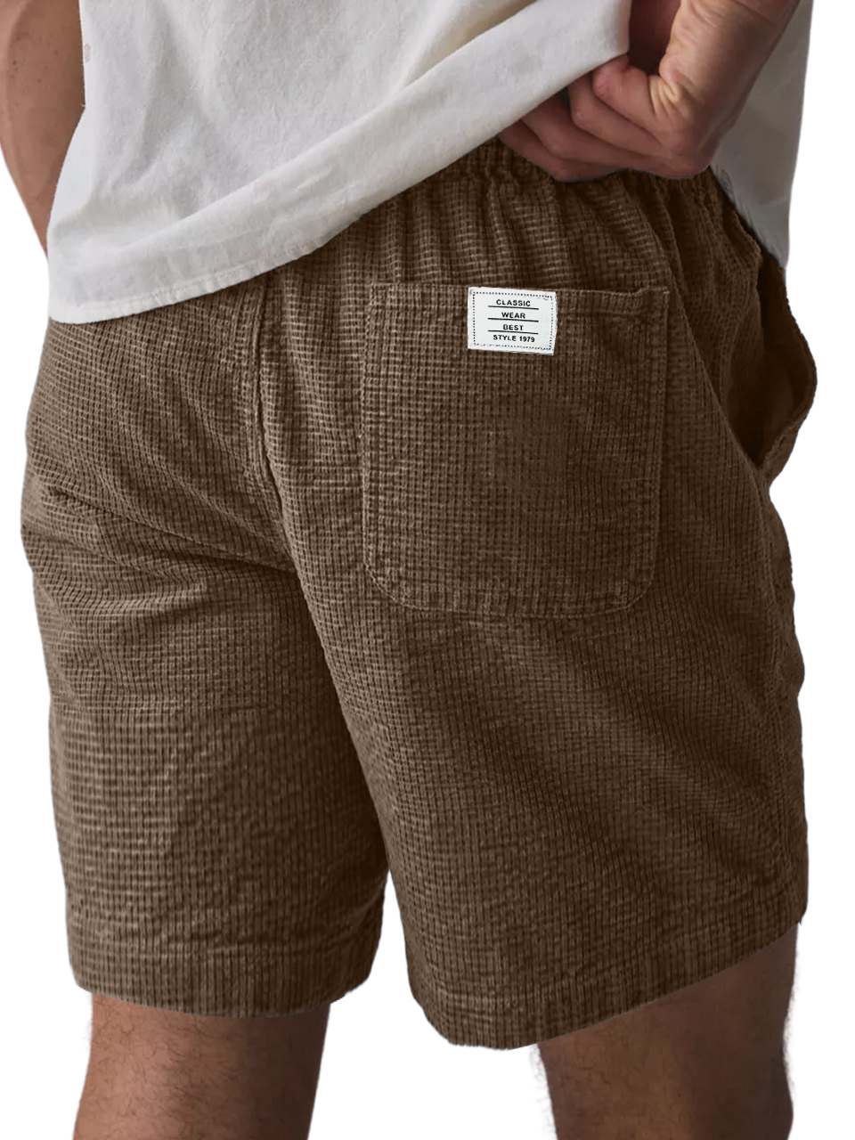 Men's Everyday Waffle Pocket Logo Solid Shorts