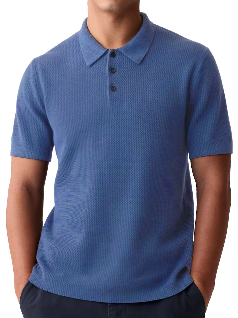 Men's Casual Basic Waffle Fabric Short-Sleeved Polo Shirt