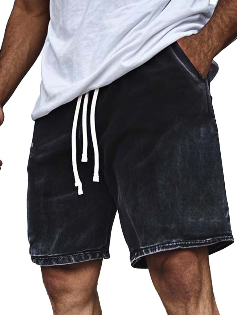 Men's Fashion Retro Distressed Pocket Embroidered Logo Shorts 