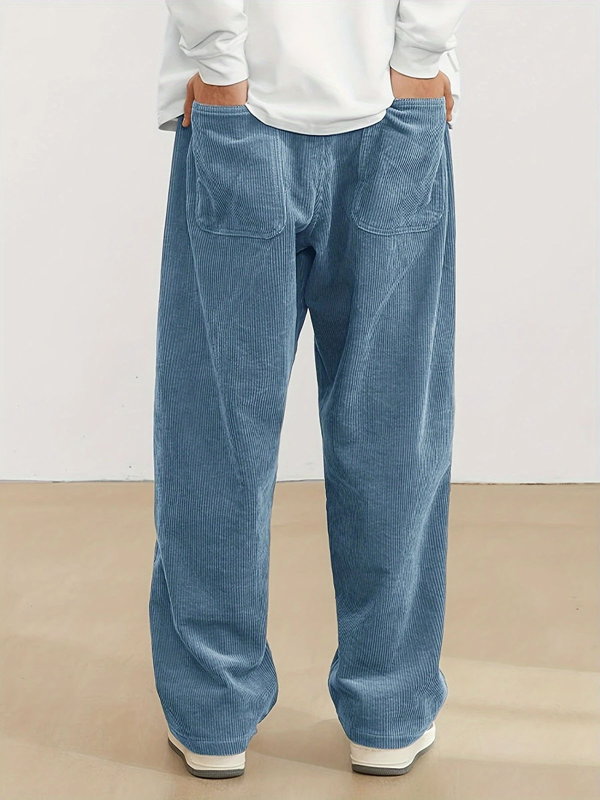  Men's Fashion Vintage Sports Corduroy Fabric Logo Embroidered Trousers 