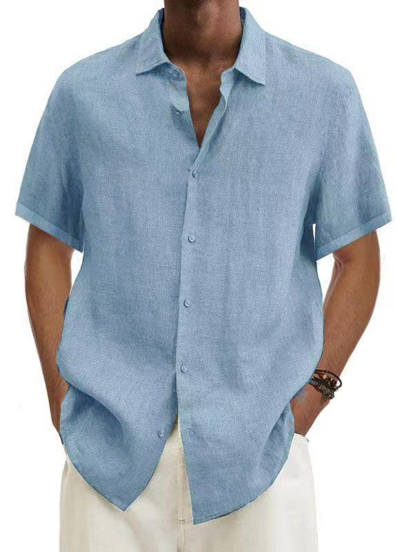 Men's Simple Solid Color Casual Short Sleeve Shirt