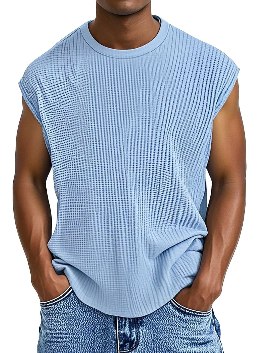 Men's Casual Solid Color Comfortable Loose Texture Sleeveless T-shirt