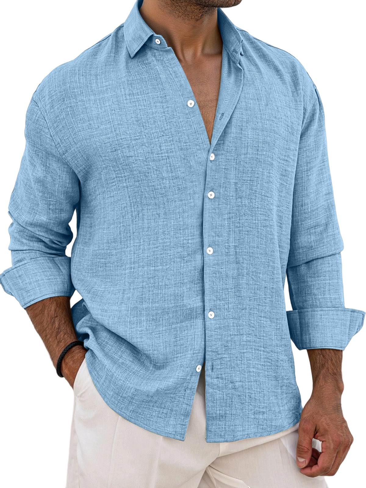 Men's Breathable And Comfortable Solid Color Long Sleeve Shirt