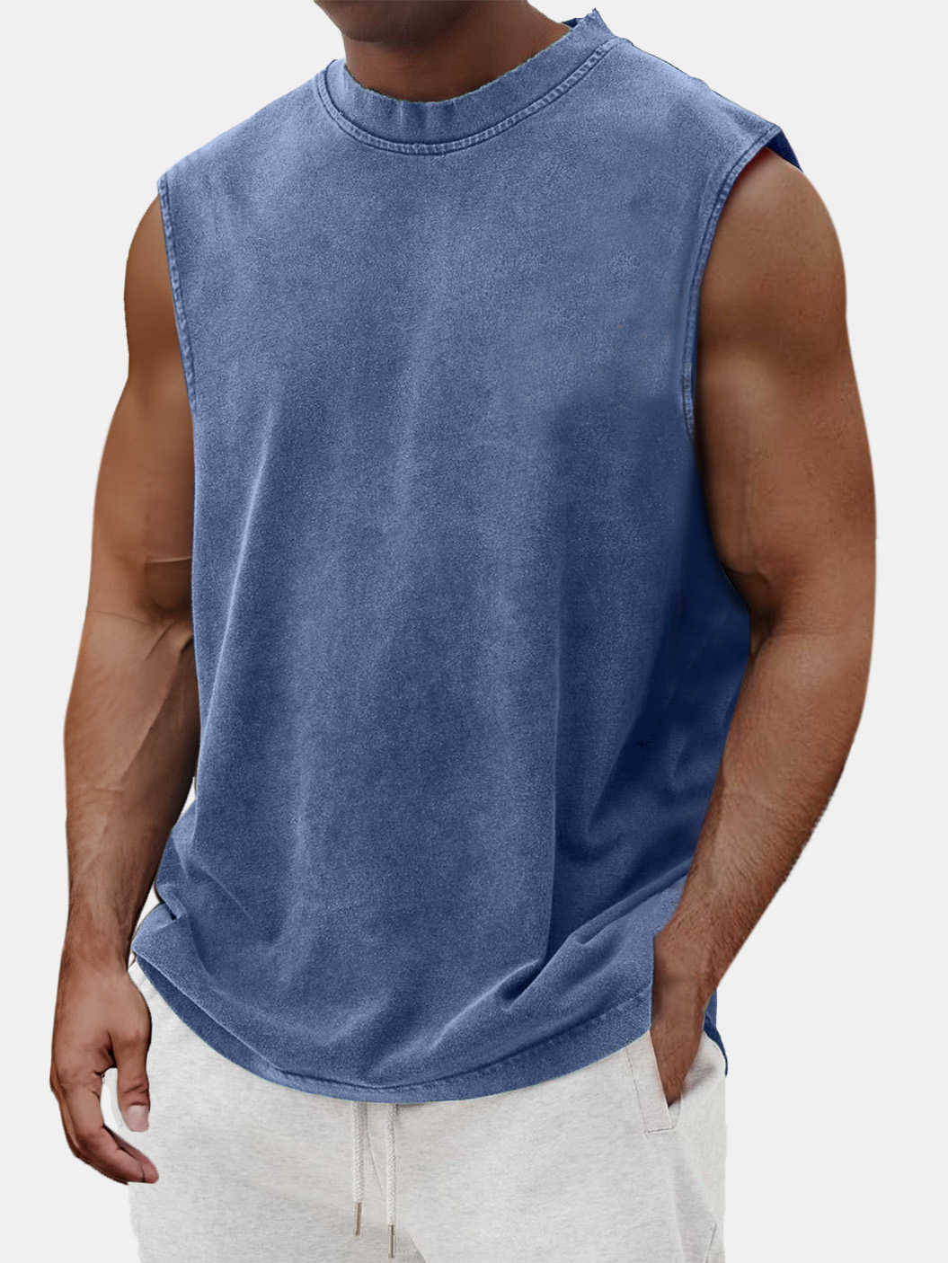 Men's Summer Solid Color Comfortable Casual Sleeveless T-shirt