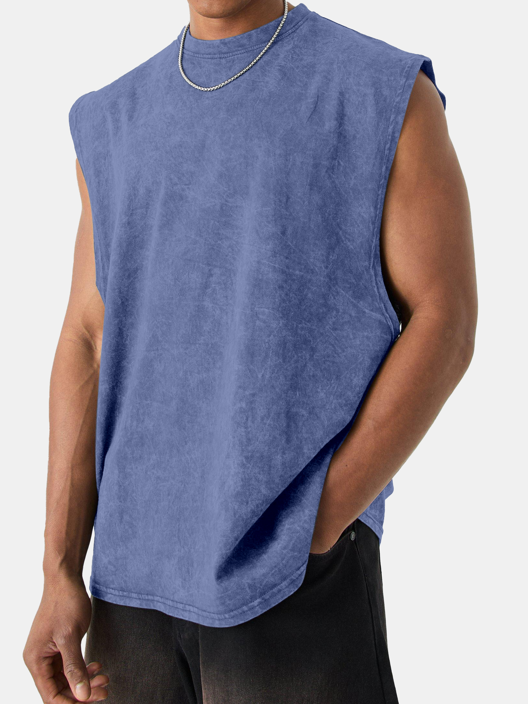 Men's Vintage Washed Solid Color Comfortable Sleeveless T-shirt