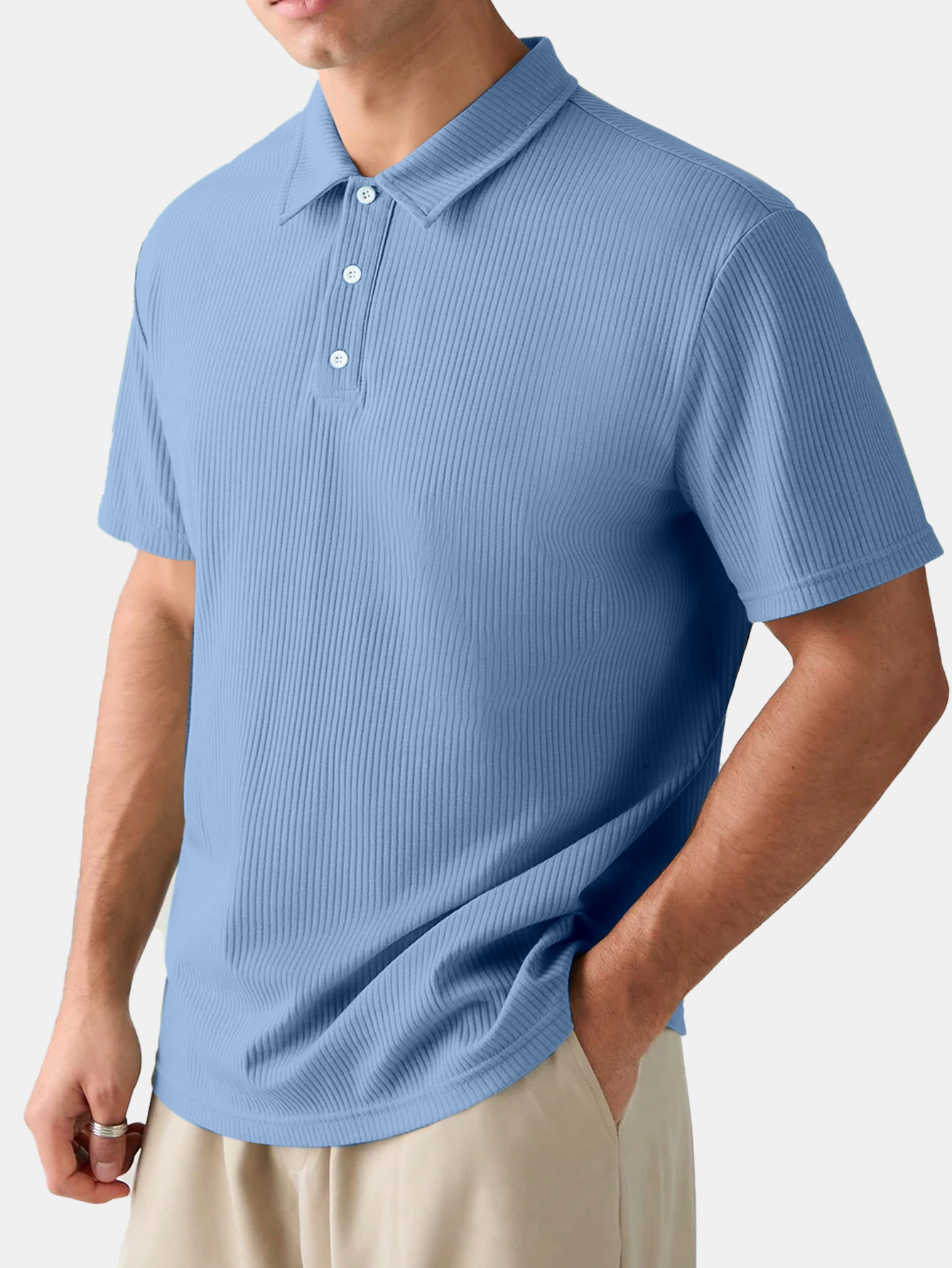 Men's Solid Color Comfortable Pit Short-sleeved Polo Shirt