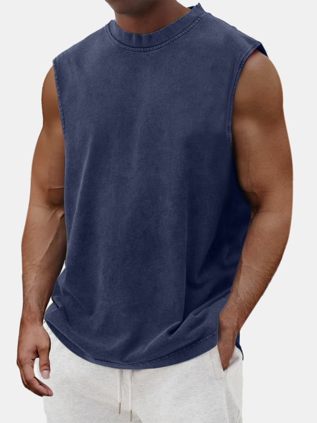 Men's Summer Solid Color Comfortable Casual Sleeveless T-shirt