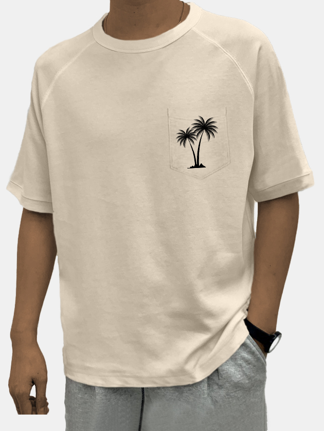 Men's Solid Color Coconut Simple Raglan Short-sleeved T-shirt