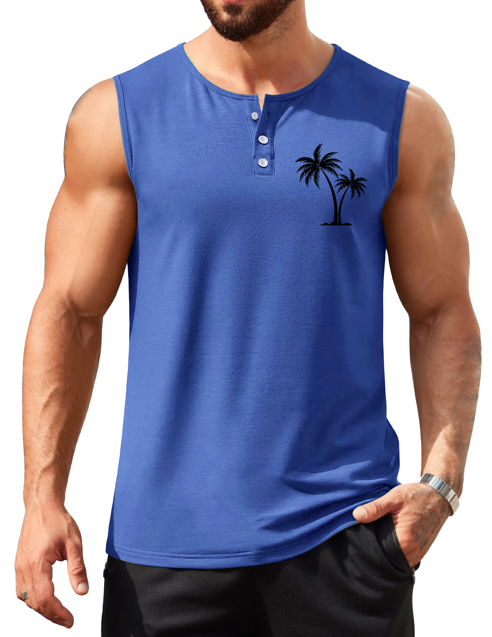 Men's Casual Basic Sports Coconut Print Sleeveless Vest
