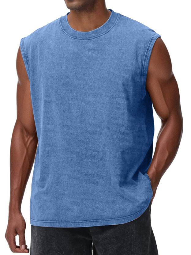 Men's Casual Retro Solid Color Loose Sleeveless T-shirt