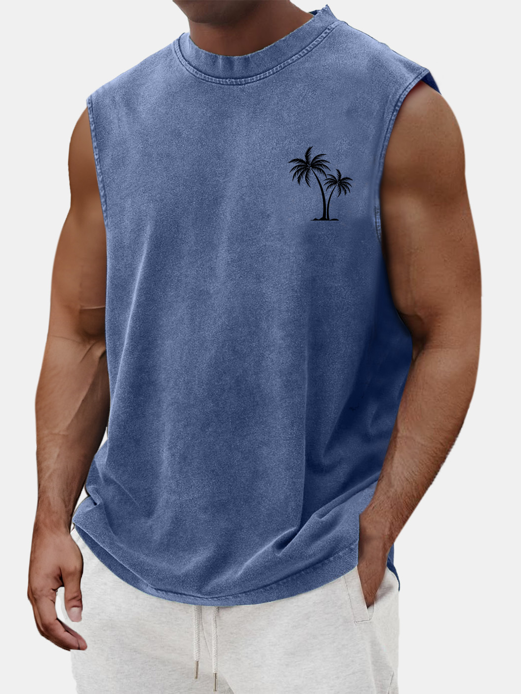 Men's Summer Casual And Comfortable Coconut Print Sleeveless T-shirt