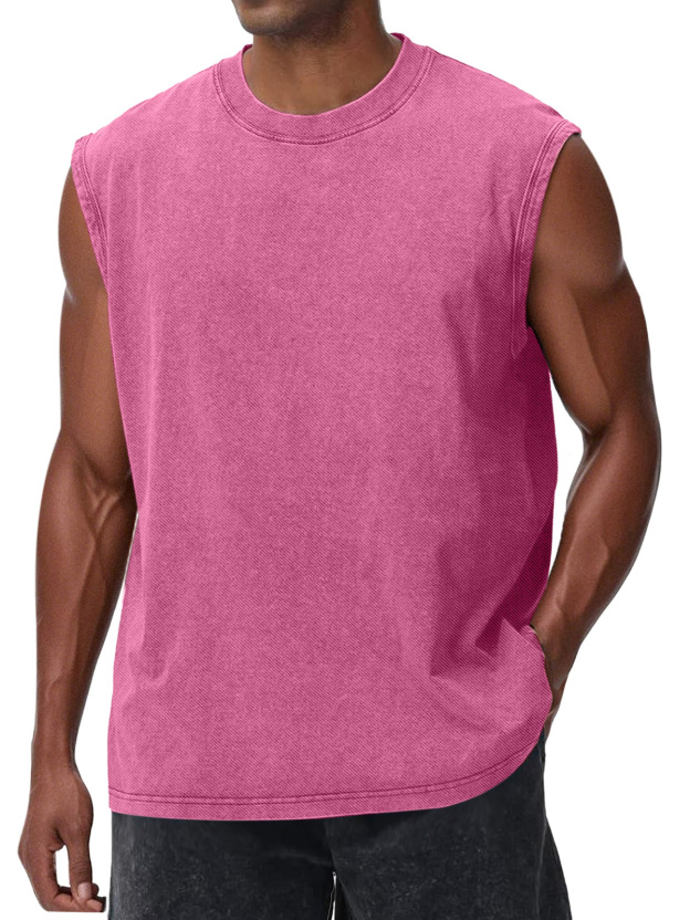 Men's Casual Retro Solid Color Loose Sleeveless T-shirt
