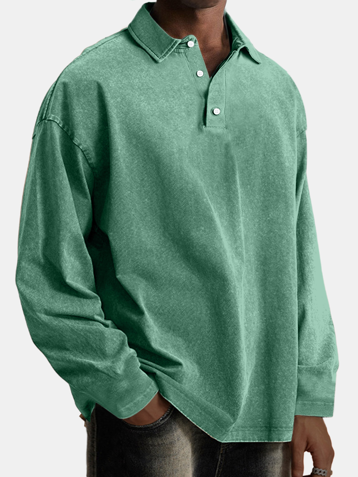 Men's Vintage Comfortable Lapel Button Down Long Sleeve Polo Shirt