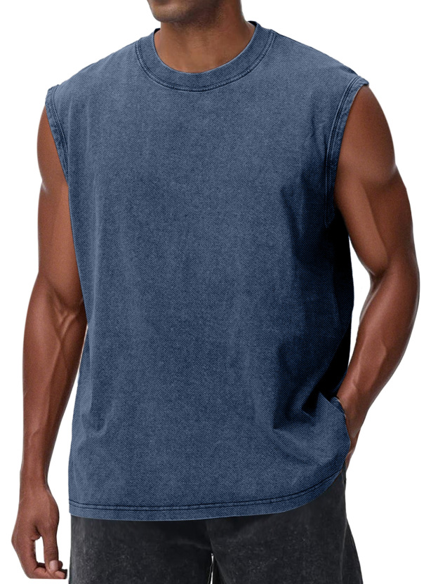 Men's Casual Retro Solid Color Loose Sleeveless T-shirt