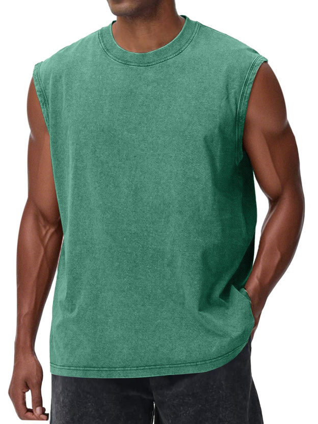 Men's Casual Retro Solid Color Loose Sleeveless T-shirt