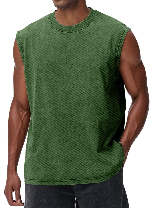 Men's Casual Retro Solid Color Loose Sleeveless T-shirt