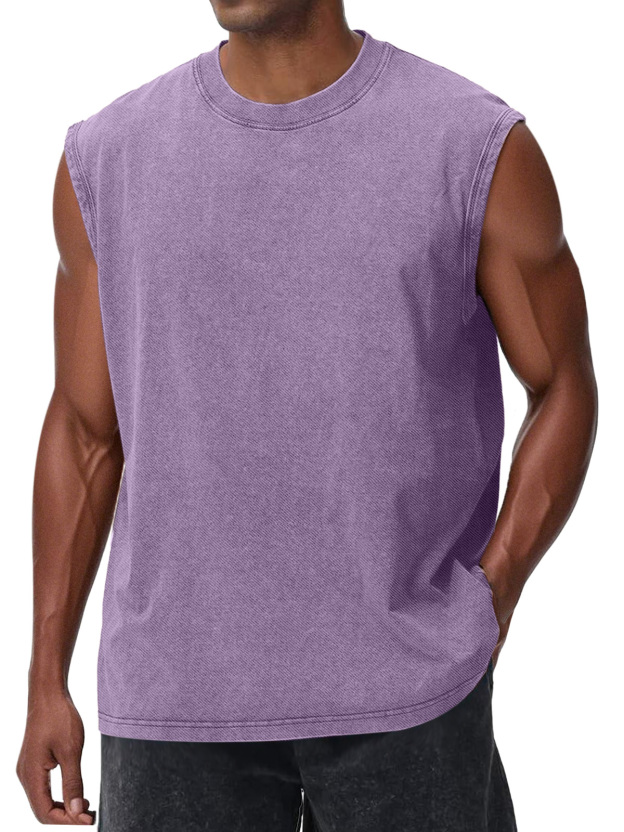 Men's Casual Retro Solid Color Loose Sleeveless T-shirt
