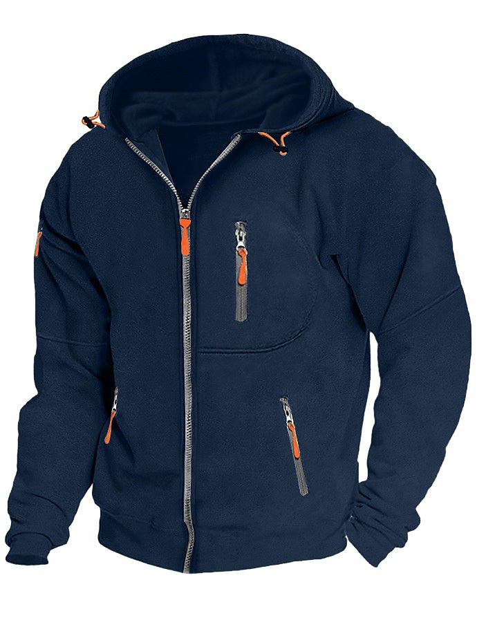 Men's Athletic Arm Zip Long Sleeve Hooded Cardigan Jacket