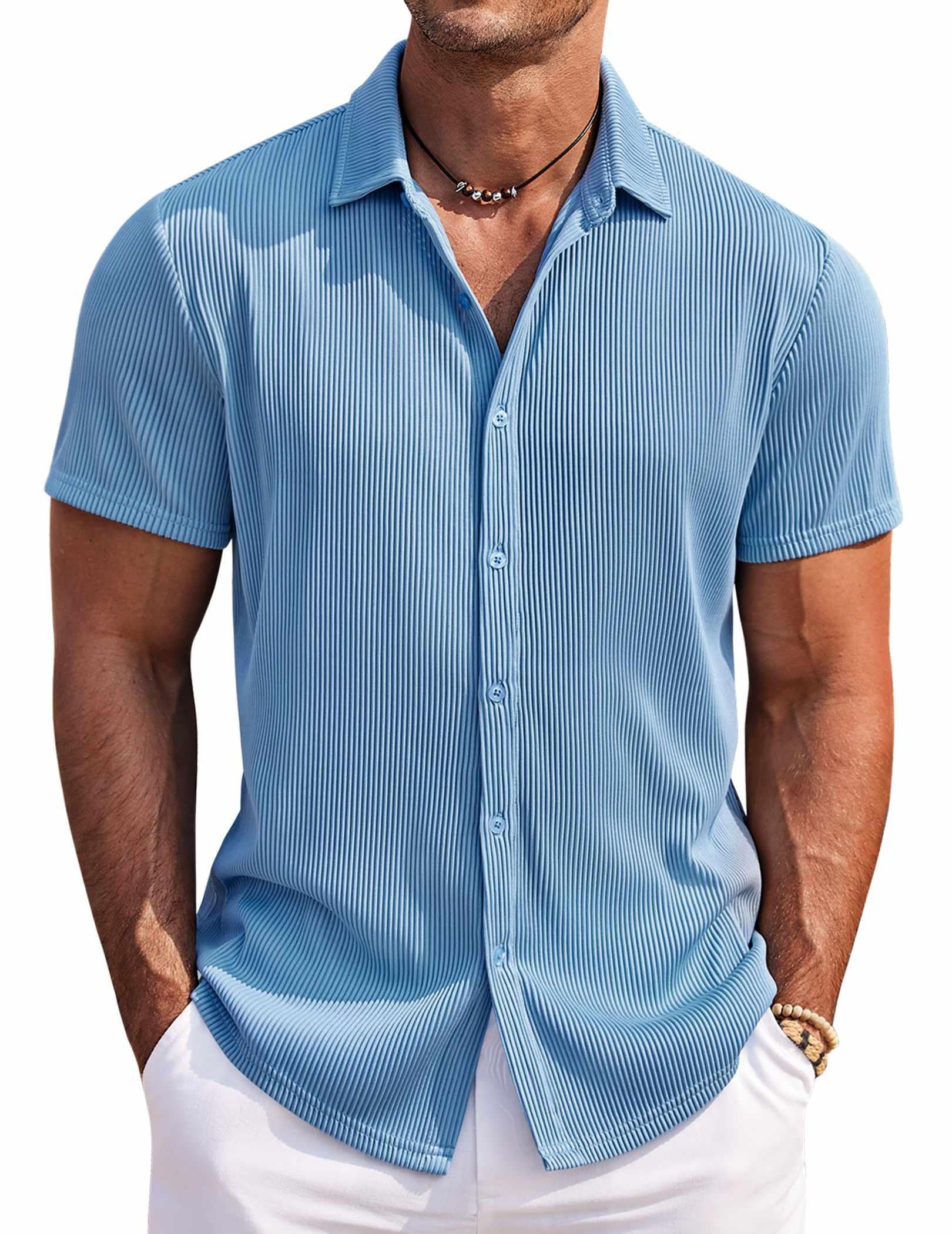 Men's Solid Color Comfortable Pit Short Sleeve Shirt