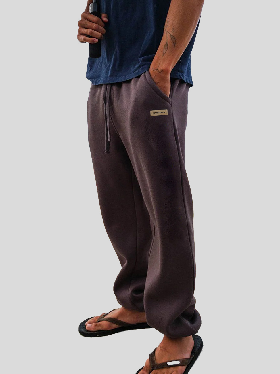 Men's Fashion Casual Sports Logo Embroidered Pocket Cuffed Trousers 
