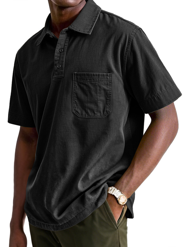 Men's Casual Workwear Pocket Lapel Short-sleeved Polo Shirt