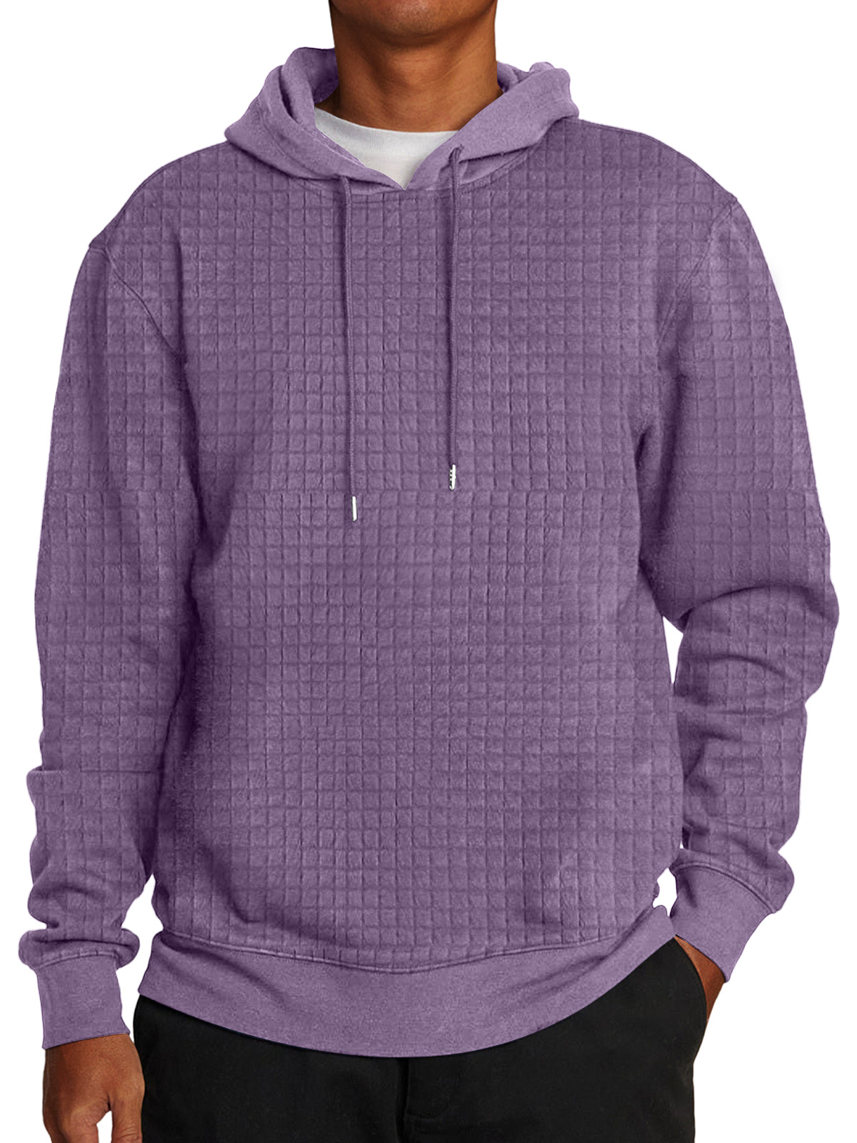 Men's Casual Checkered Hooded Solid Color Sweatshirt