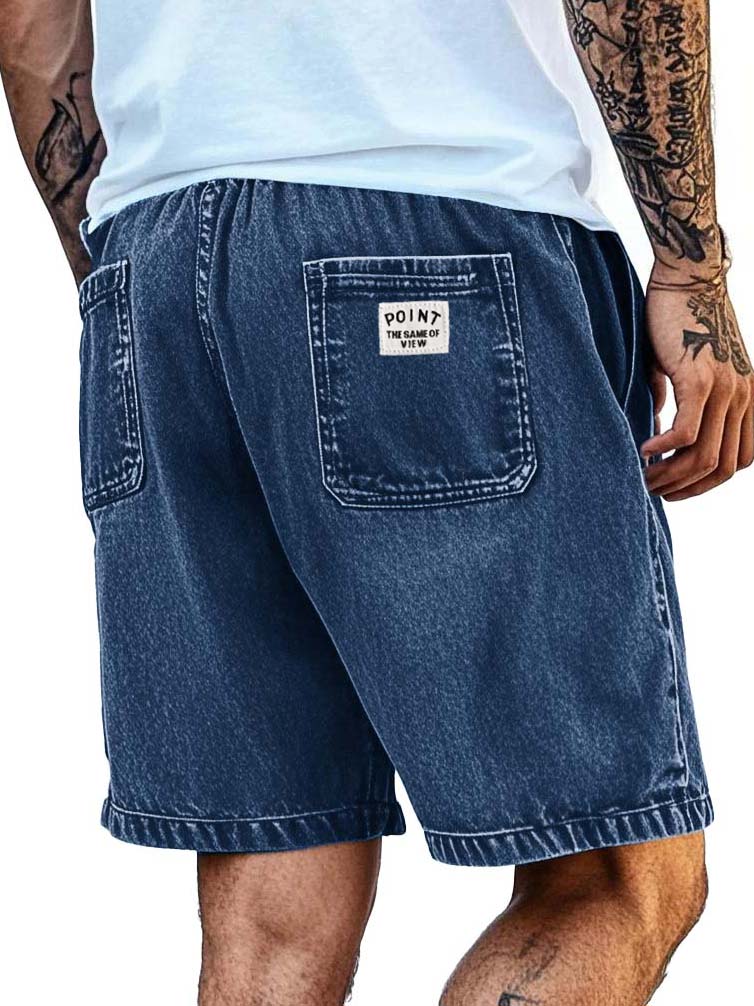 Men's Fashion Retro Distressed Pocket Embroidered Logo Shorts 