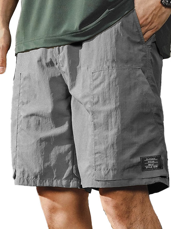 Men's Fashion Retro Outdoor Workwear Pocket Elastic Waist Drawstring Shorts 