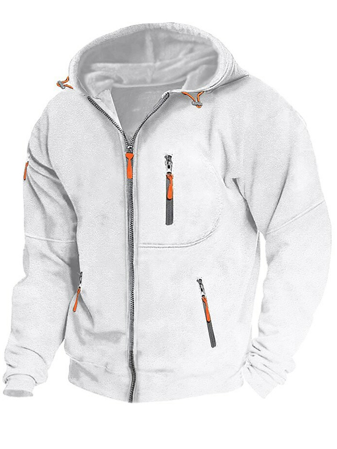Men's Athletic Arm Zip Long Sleeve Hooded Cardigan Jacket