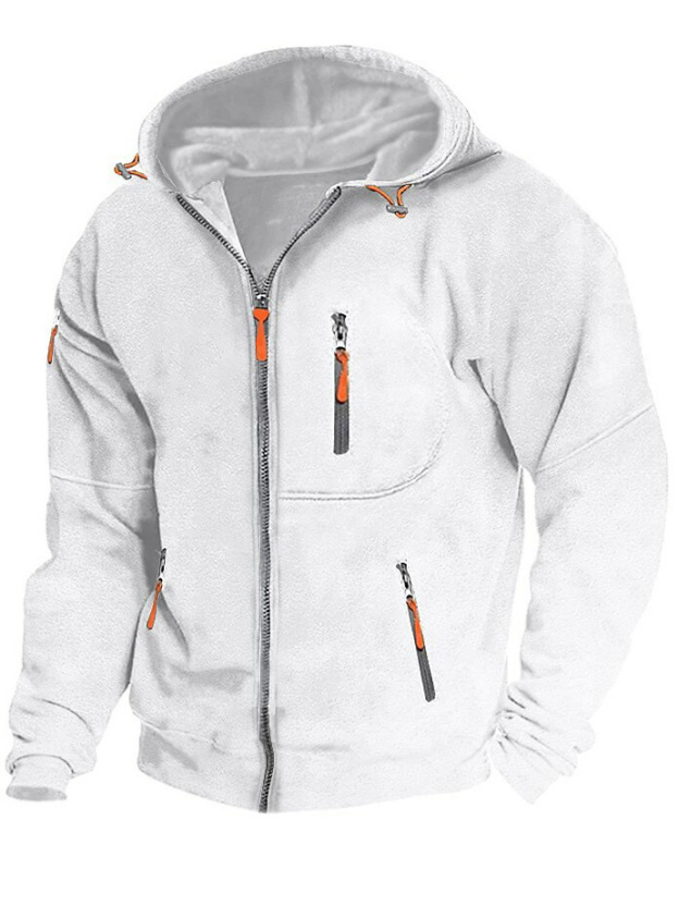 Men's Athletic Arm Zip Long Sleeve Hooded Cardigan Jacket