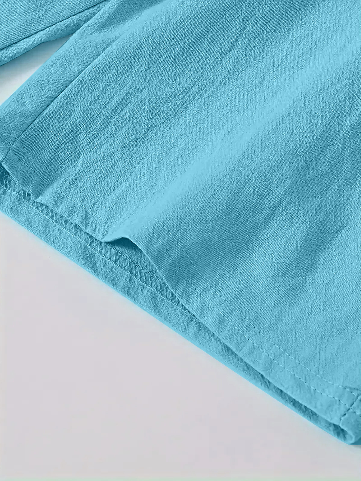 Men's Solid Color Drawstring Breathable Cotton and Linen Beach Shorts