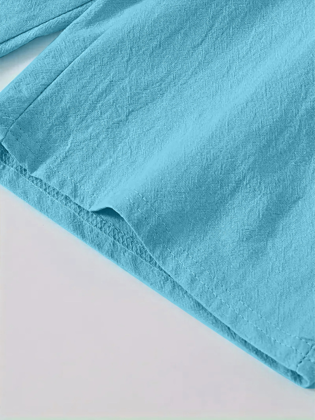 Men's Solid Color Drawstring Breathable Cotton and Linen Beach Shorts