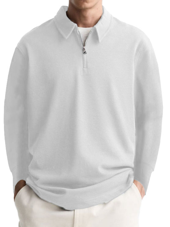 Men's Casual Simple Lapel Long Sleeve Polo Shirt