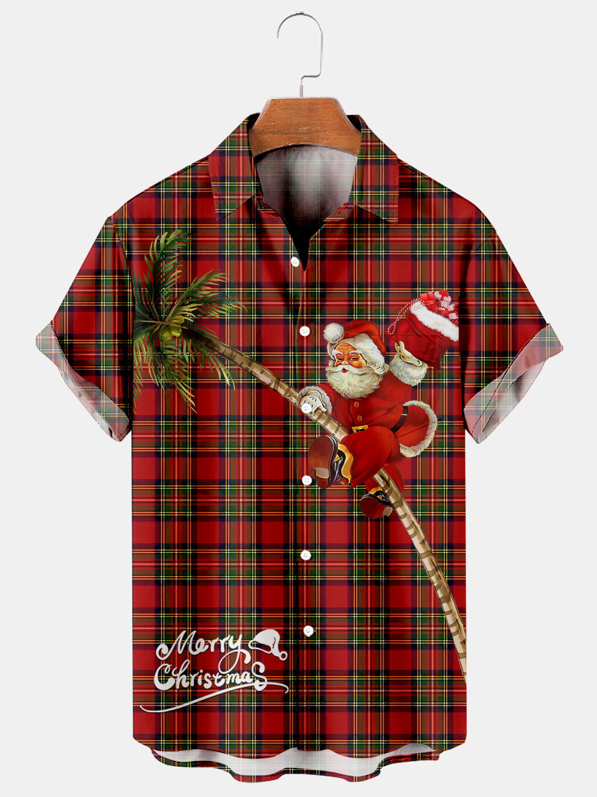 Christmas Palm Coconut Tree Santa Gift Print Shirt-Mokaloha