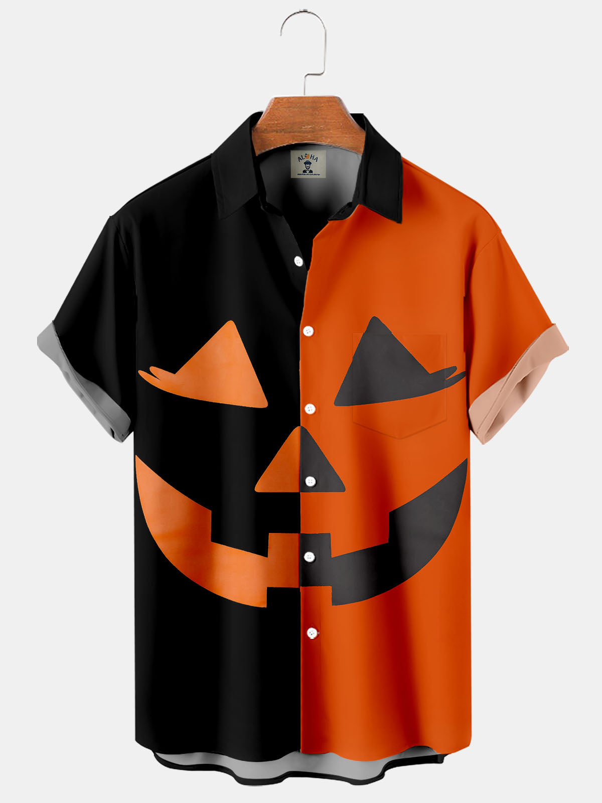 Men's Clown Smiley Grimace Color Block Short Sleeve Shirt-Mokaloha