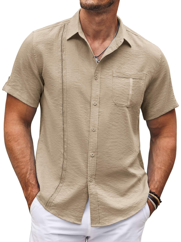  Men's Hawaiian Basics Casual Beach Pocket Short Sleeve Shirt