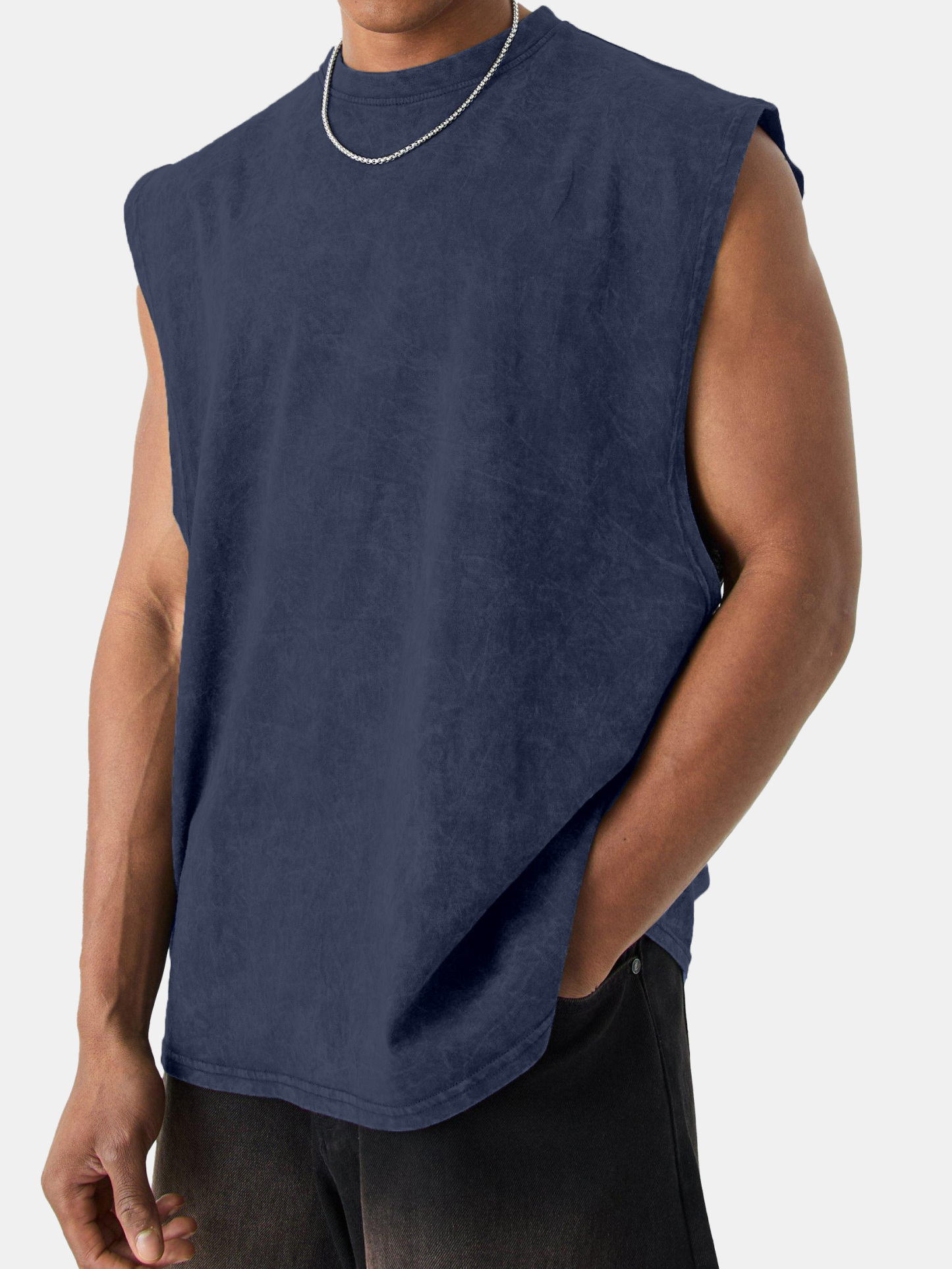 Men's Vintage Washed Solid Color Comfortable Sleeveless T-shirt