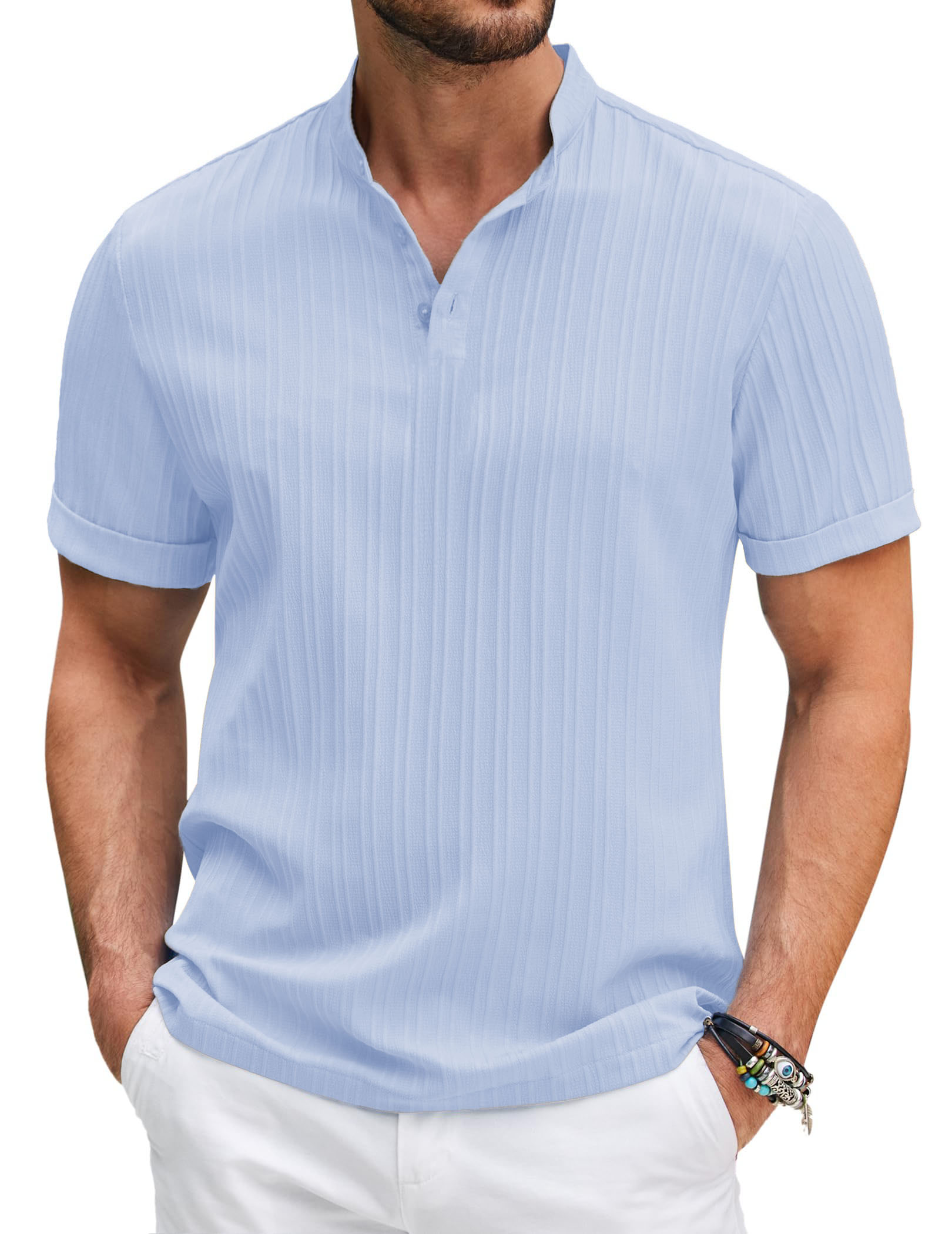 Men's Casual Fashion Striped Short Sleeve Tops