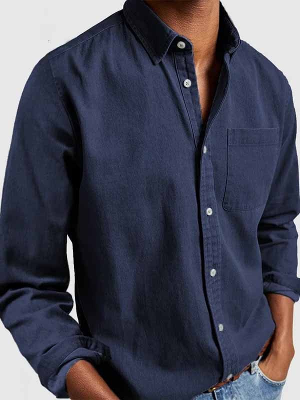 Men's Basics Vintage Washed Pocket Long Sleeve Shirt