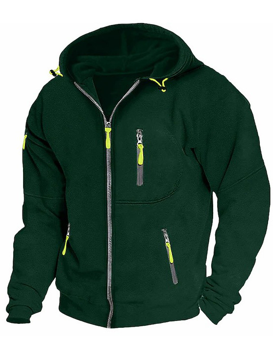 Men's Athletic Arm Zip Long Sleeve Hooded Cardigan Jacket